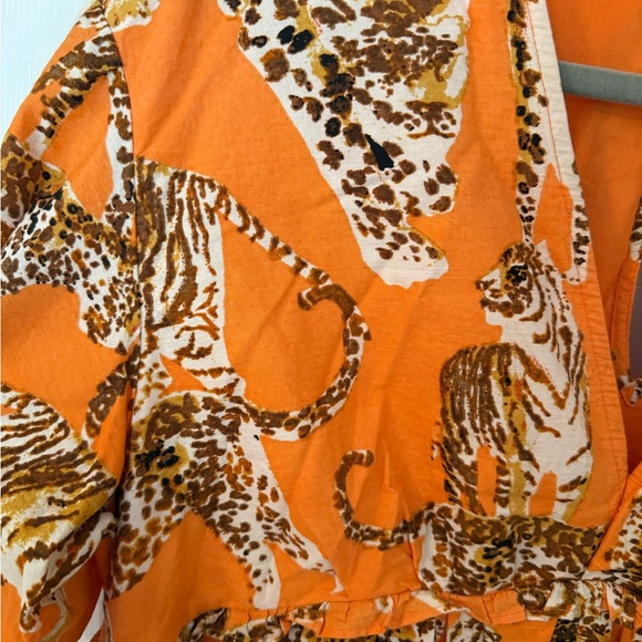 Maeve Orange and Brown Animal Print Mini Dress with Pockets - Picture 3 of 3